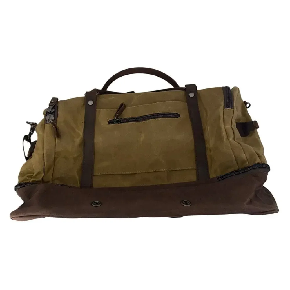 Nerlion Weekender Overnight Bag Canvas & Leather Duffel Bag